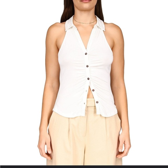 Sanctuary Tops - Sanctuary Ivory Halter Button-Front Top